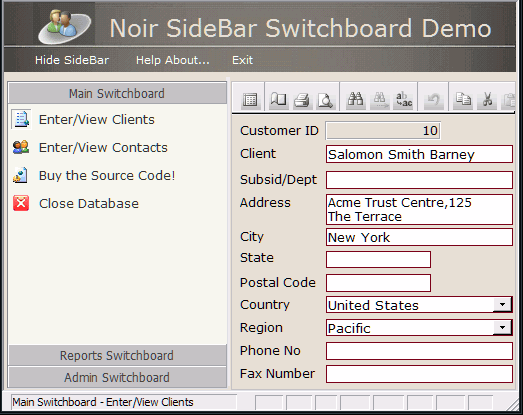 SideBar Switchboard for MS Access