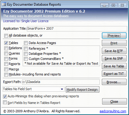 Ezy Documenter for MS Access