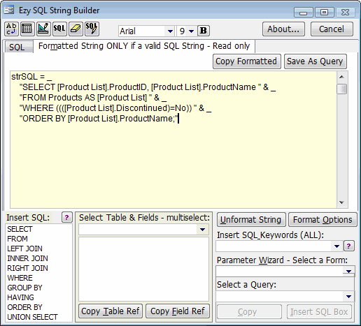 Ezy SQL Editor and Builder for MS Access